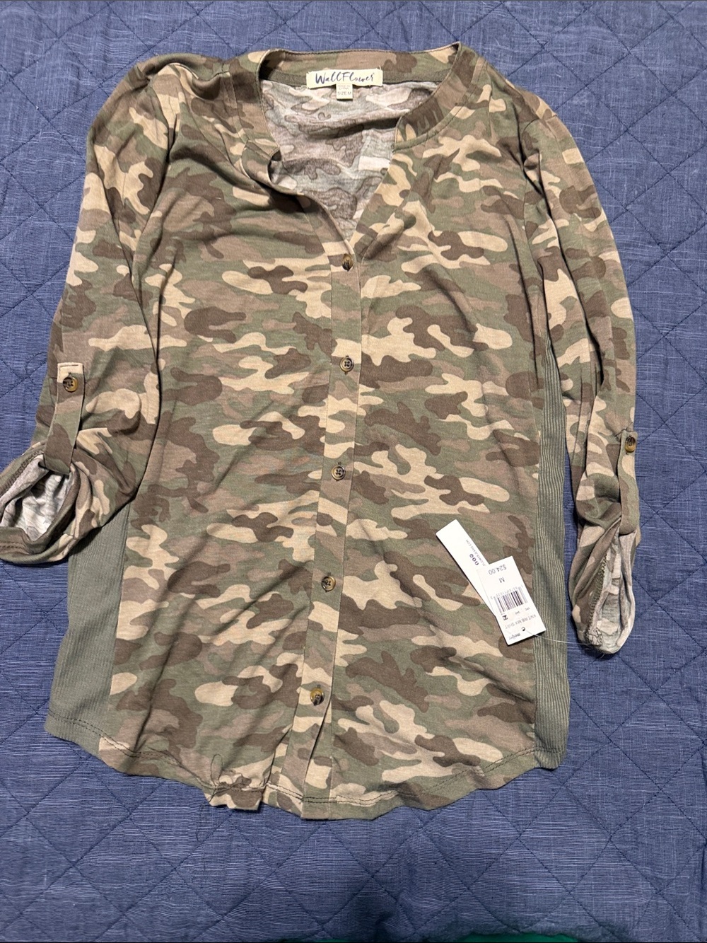Wallflower Olive Camo Button-Down Shirt